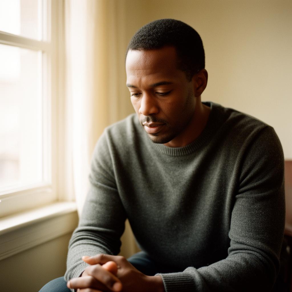A man seated in quiet reflection, Men of Clarity
